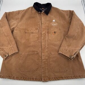 Carhartt Workwear Chore Coat Jacket Mens‎ 2XL Brown Blanket Lined C02 BRN